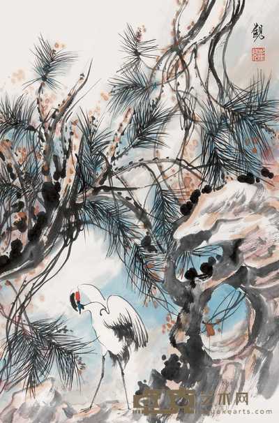 崔见 松鹤图 立轴 68×45cm
